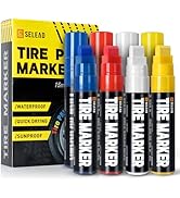 SELEAD Jumbo Tire Marker White Red Yellow Blue - 8 Pack 15mm Wide Tip Paint Pens for Car Tires Le...