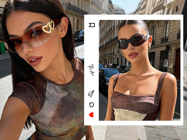 Pro Acme Wrap Around Rimless Sunglasses Women Men