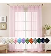 ABLUEN Pink Sheer Curtains 96 Inches Long, Privacy Semi Sheer Curtains for Living Room Bedroom, L...