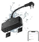 15A Outdoor Smart Plug, Heavy Duty Smart Home Wi-Fi Outlet Timer, Outlet with 2 Sockets, Wireless...