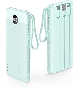 VRURC Portable Charger with Built-in Cables, 10000mAh LED Display USB C Power Bank, 5 Output 2 In...
