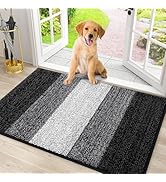 smiry Dog Door Mat for Muddy Paws, Absorbs Moisture and Dirt, Low-Profile Entryway Mat with Non-S...
