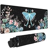 Moon Phase Moth Flower Floral Garden Black Gaming Keyboard Mouse Pad Mousepad Huge Extended XL St...