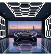 SLARY LED Hexagon Garage Lights, 69 Pack Car Garage Light Tubes, 6000K Super Bright, 14 Grid Syst...