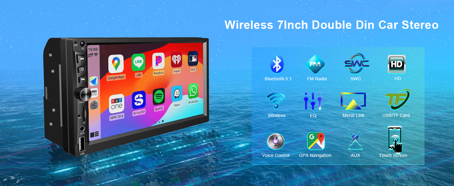 7Inch Wireless Double Din Car Stereo
