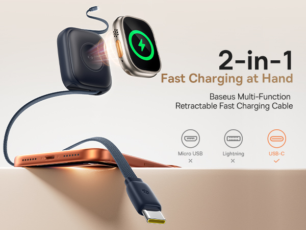Baseus Retractable USB C Cable 3ft