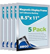 VAIIGO 5Packs Magnetic Sign Holder 8.5 x 11, Self Adhesive Display Picture Frame with Magnetic Fr...