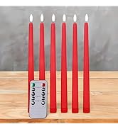 Ni-JASW Red Flameless Taper Candles with Remote, Flickering LED Battery Operated Candlesticks Set...