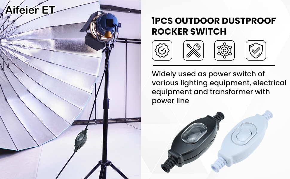 3A 250V ON/Off Waterproof IP65 Lamp Cord Cable Inline Button Appliance Control Rocker Switch