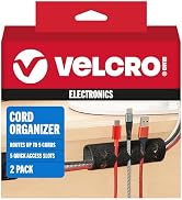 VELCRO Brand Cord Organizer for Desk Cable Management, Nightstand Organization, Unique Dual Funct...