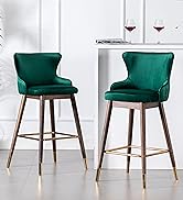 Roundhill Furniture Leland Fabric Upholstered Wingback Bar Stools, Set of 2, Green