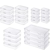 Goodma 24 Pieces Mixed Sizes Rectangular Empty Mini Clear Plastic Organizer Storage Box Container...