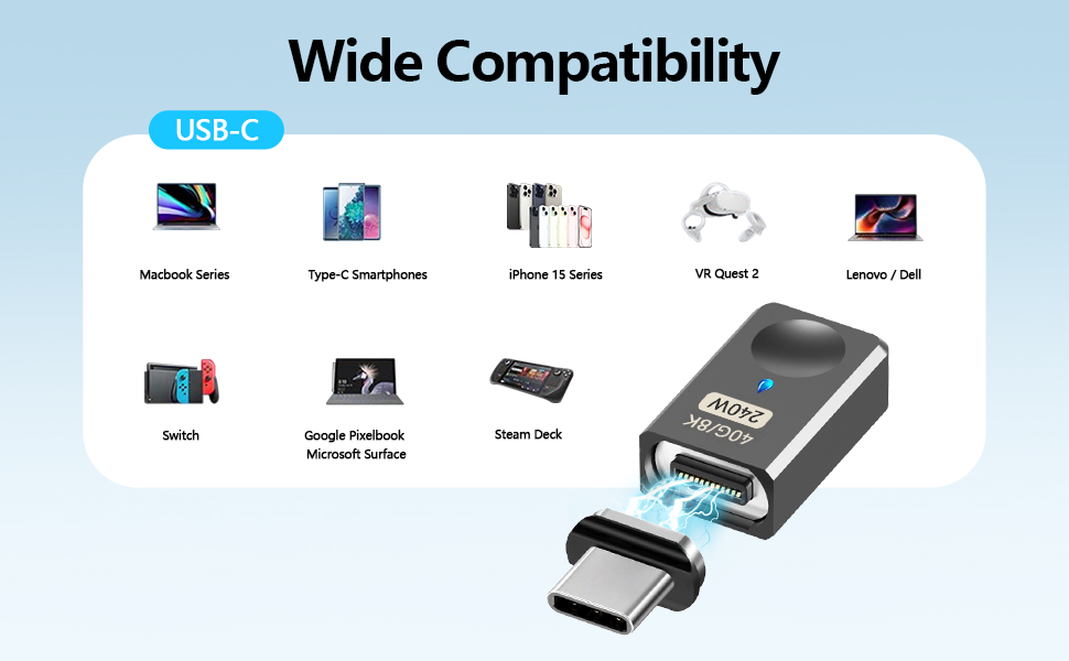 usb type c magnetic adapter straight 2pack