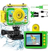 GKTZ Kids Camera Waterproof - 180 Rotatable 20MP Kids Underwater Sports Camera Children Action Di...