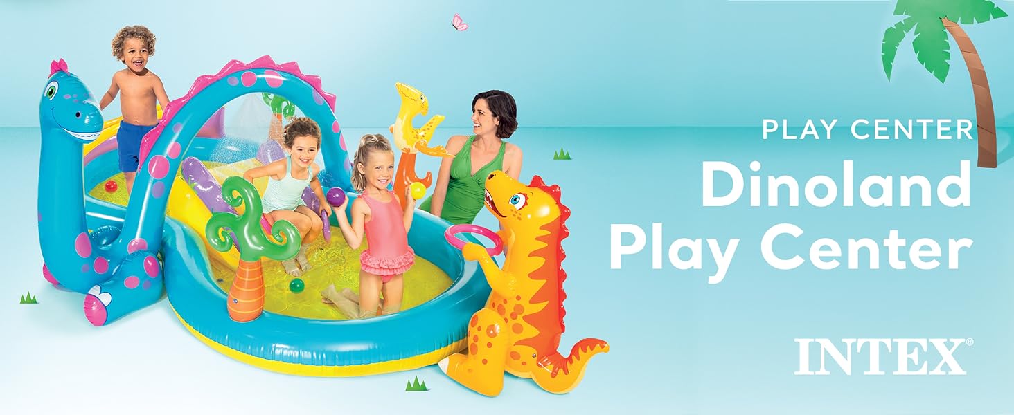 Intex 11ft x 7.5ft x 44in Dinoland Play Center Kiddie Inflatable Swimming Pool