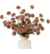 DuHouse 6pcs Artificial Flowers Faux Silk Pompon Mum,Silk Small Mini Chrysanthemum Ball with Stem...