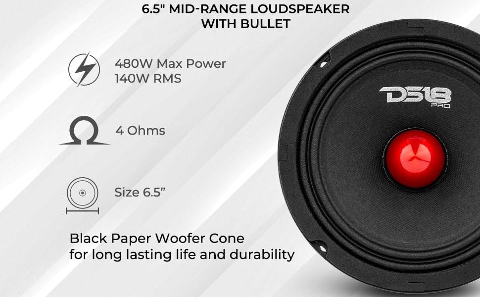 car audio speaker midrange with bullet
