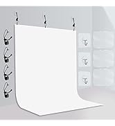 Emart 8.5x10ft Photography White Curtain Backdrops for Wall Mounted, Setup Photoshoot Pure White ...