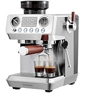 SHARDOR 20 Bar Espresso Machine with Built-in Grinder and Barista Steam Wand, 52mm Group Head wit...