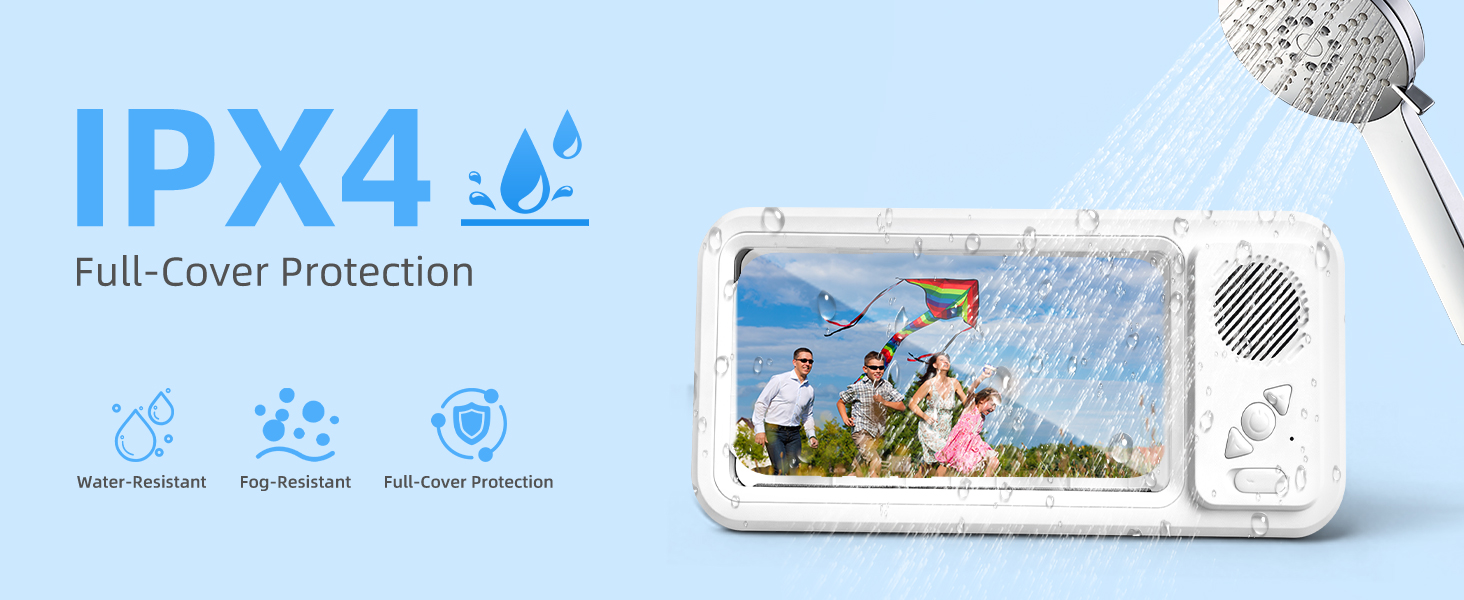 Shower Phone Holder with Bluetooth Speaker