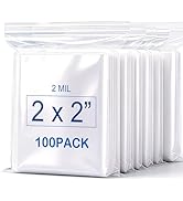 2''X 2'' (Pack of 100) 2 Mil Thick Clear Reclosable Small Zip Plastic Poly Bags With Resealable L...