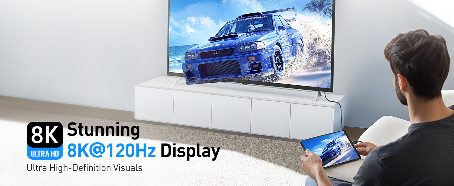 Durable Thunderbolt 4 to DisplayPort cable with seamless 4K 240Hz support