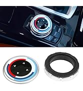 Jaronx Compatible with BMW Multimedia Knob Button Cover, Large iDrive Knob Button Cover Multimedi...