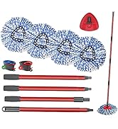 Spin Mop Replacement Head Set with Base and 30" to 58" Mop Handle, Spin Mop Kits Compatible with ...