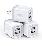 USB Wall Charger, Charging Adapter 3Pack 2.1A Dual Port USB Wall Charging Plug Block Head Box Tra...
