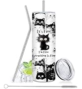 xiiai Cat Lovers Gifts, Cat Gifts For Women, Black Cats Tumbler 20oz, Cute Tumblers For Woman Wit...