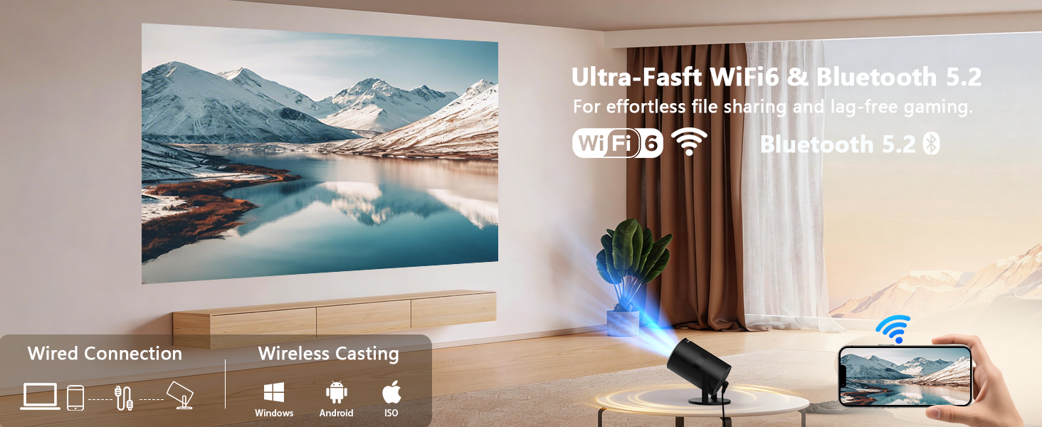 wireless projector with wifi and bluetooth