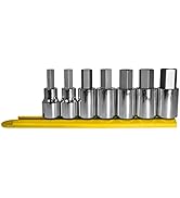 Mayhew Tools 16018 SAE Hex Socket Bit Set, Chrome Plated, 7-Piece