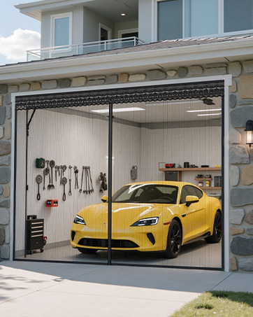 Garage Door Screen with Sliding Track