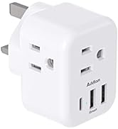 US to UK Ireland Travel Plug Adapter, Addtam Type G Power Outlet Adapter with 3 AC Outlets and 3 ...