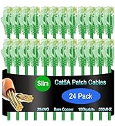 Lysymixs Cat6a Slim Ethernet Patch Cable 1 ft (24 Pack), Cat6a Patch Cable for Data Centers, Cat ...