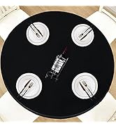 LUSHVIDA Round Waterproof Table Cover Elastic Vinyl Fitted Tablecloth Elastic Edged Plastic Table...