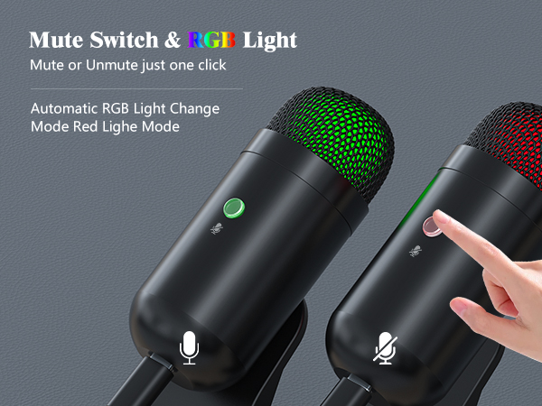 Podcast Mic Desktop with Mute Button for Recording Streaming
