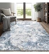 DMOYEST Living Room Area Rugs - 5x7 Abstract Large Soft Indoor Washable Rug Neutral Modern Low Pi...