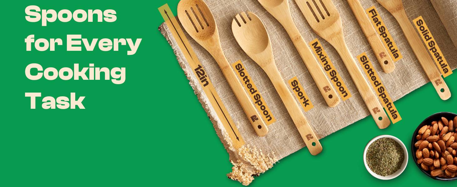 Riveira Bamboo Cooking Spoons 6-Piece