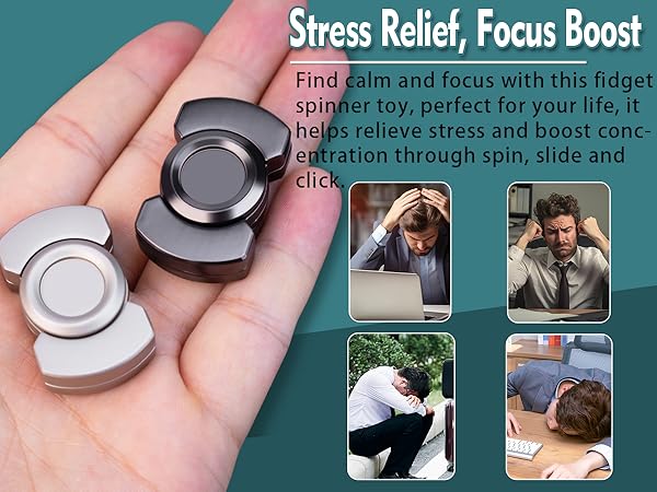 fidget spinner,metal magnetic fidget toy slider EDC Stainless Steel Titanium Black Silver Small