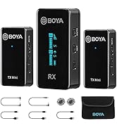 BOYA Wireless Lavalier Microphone for Camera DSLR Comcorder, Noise Cancellation,328ft Range,7H Ba...