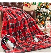 Heated Blanket Electric Throw 50X60, Christmas Heating Throw Gift with 10 Heating Levels &amp; 8 Hour...