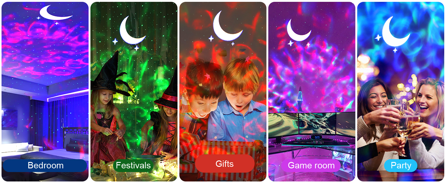 Galaxy Projector Star Night Light - 3-in-1 Moon Star Aurora Projector for Bedroom