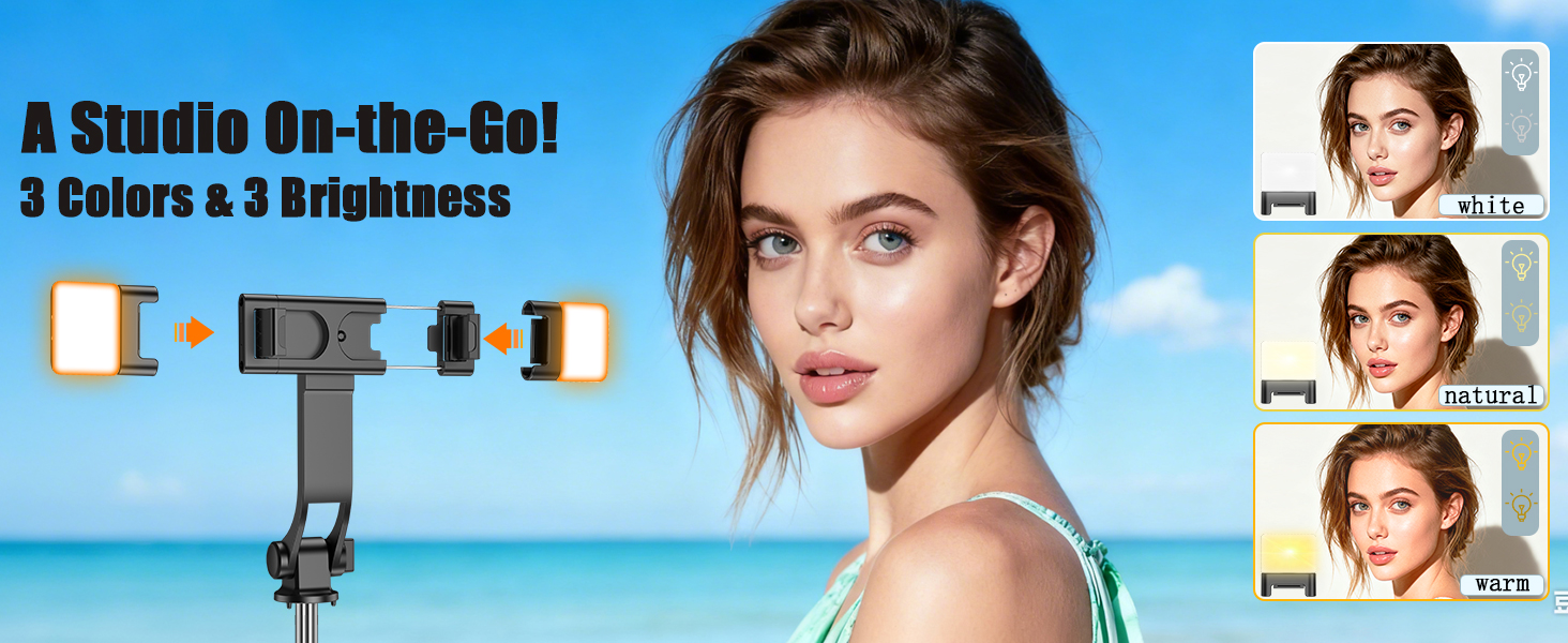 selfie stick, tripod, light