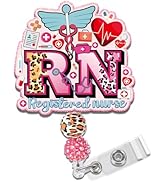 Obookey RN Badge Reel Retractable - Cute Registered Nurse Badge Reel with Alligator Clip Beads, A...
