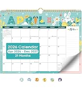 Calendar 2026-2027, 21-Month Wall Calendar Runs from Apr 2026 to Dec 2027,11.5" x 14.7",Large Mon...