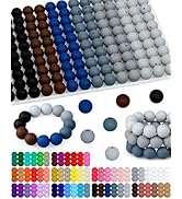 160PCS FIVEIZERO Silicone Beads 15mm Mix Color for Keychain Making, Rubber Beads for DIY Crafts, ...