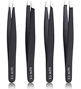 4 Pcs Professional Eyebrow Tweezers Kit for Women and Men, Stainless Steel Beauty Tools Best Prec...