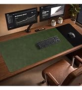 HAUTOCO Cork Desk Mat 48''x19.7'', Distressed PU Leather &amp; Cloth Desk Pad | Waterproof, Non-Slip,...