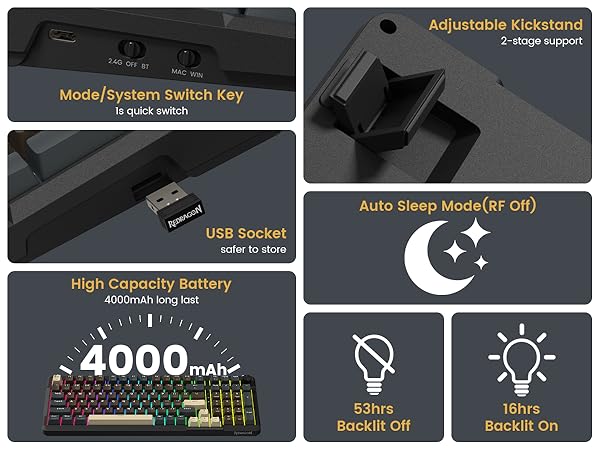 Redragon K742 Wireless Mechanical Gaming Keyboard with Knob